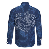 Hawaii Father's Day Vintage Lei Family Matching Long Sleeve Bodycon Dress and Hawaiian Shirt Hauoli la Makuakane - Blue