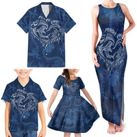 Hawaii Father's Day Vintage Lei Family Matching Tank Maxi Dress and Hawaiian Shirt Hauoli la Makuakane - Blue