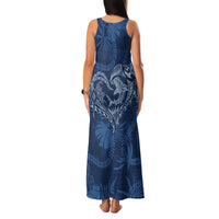Hawaii Father's Day Vintage Lei Family Matching Tank Maxi Dress and Hawaiian Shirt Hauoli la Makuakane - Blue