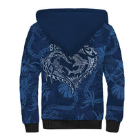 Hawaii Father's Day Vintage Lei Sherpa Hoodie Hauoli la Makuakane - Blue