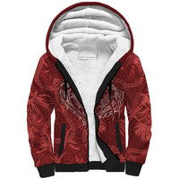 Hawaii Father's Day Vintage Lei Sherpa Hoodie Hauoli la Makuakane - Red LT7 Unisex Red - Polynesian Pride
