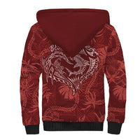 Hawaii Father's Day Vintage Lei Sherpa Hoodie Hauoli la Makuakane - Red LT7 - Polynesian Pride