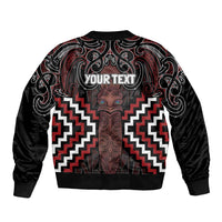 Maori Taiaha Whakairo Personalized Bomber Jacket Red Poutama Motifs