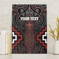 Maori Taiaha Whakairo Personalized Canvas Wall Art Red Poutama Motifs