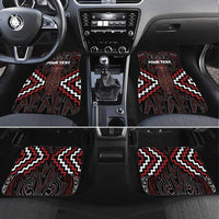 Maori Taiaha Whakairo Personalized Car Mats Red Poutama Motifs