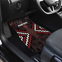 Maori Taiaha Whakairo Personalized Car Mats Red Poutama Motifs