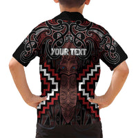 Maori Taiaha Whakairo Personalized Family Matching Long Sleeve Bodycon Dress and Hawaiian Shirt Red Poutama Motifs