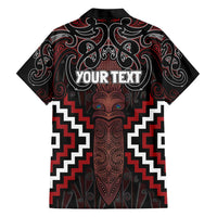 Maori Taiaha Whakairo Personalized Family Matching Short Sleeve Bodycon Dress and Hawaiian Shirt Red Poutama Motifs