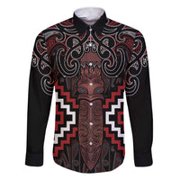 Maori Taiaha Whakairo Personalized Family Matching Short Sleeve Bodycon Dress and Hawaiian Shirt Red Poutama Motifs