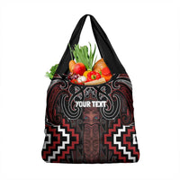 Maori Taiaha Whakairo Personalized Grocery Bag Red Poutama Motifs LT7 1-pack One Size Red - Polynesian Pride