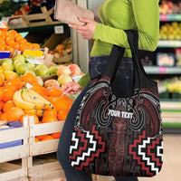 Maori Taiaha Whakairo Personalized Grocery Bag Red Poutama Motifs LT7 - Polynesian Pride