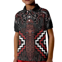 Maori Taiaha Whakairo Personalized Kid Polo Shirt Red Poutama Motifs LT7 Kid Red - Polynesian Pride