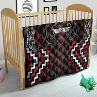 Maori Taiaha Whakairo Personalized Quilt Red Poutama Motifs