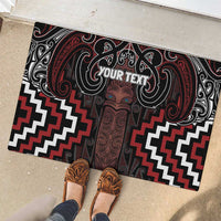Maori Taiaha Whakairo Personalized Rubber Doormat Red Poutama Motifs LT7 - Polynesian Pride