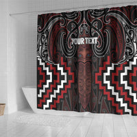Maori Taiaha Whakairo Personalized Shower Curtain Red Poutama Motifs