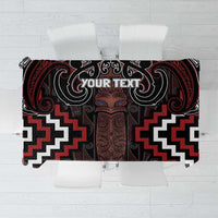 Maori Taiaha Whakairo Personalized Tablecloth Red Poutama Motifs