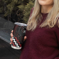 Maori Taiaha Whakairo Personalized Tumbler Cup Red Poutama Motifs