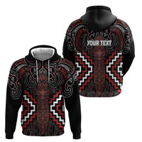 Maori Taiaha Whakairo Personalized Zip Hoodie Red Poutama Motifs