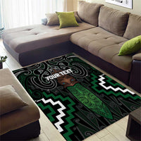 Maori Taiaha Pounamu Whakairo Personalized Area Rug Jade Poutama Motifs