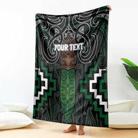 Maori Taiaha Pounamu Whakairo Personalized Blanket Jade Poutama Motifs