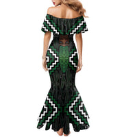 Maori Taiaha Pounamu Whakairo Personalized Family Matching Mermaid Dress and Hawaiian Shirt Jade Poutama Motifs