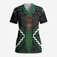 Maori Taiaha Pounamu Whakairo Personalized Scrub Top Jade Poutama Motifs - Polynesian Pride
