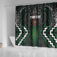 Maori Taiaha Pounamu Whakairo Personalized Shower Curtain Jade Poutama Motifs