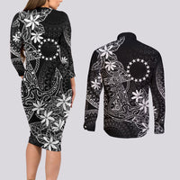 Black Kuki Airani Tapakau Couples Matching Long Sleeve Bodycon Dress and Long Sleeve Button Shirt Tribal Anchor Mix Tiare LT7 - Polynesian Pride