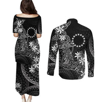 Black Kuki Airani Tapakau Couples Matching Puletasi and Long Sleeve Button Shirt Tribal Anchor Mix Tiare LT7 - Polynesian Pride