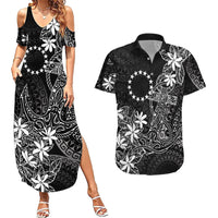 Black Kuki Airani Tapakau Couples Matching Summer Maxi Dress and Hawaiian Shirt Tribal Anchor Mix Tiare LT7 Black - Polynesian Pride