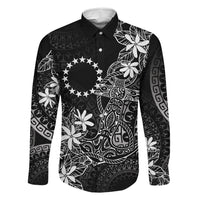 Black Kuki Airani Tapakau Family Matching Off The Shoulder Long Sleeve Dress and Hawaiian Shirt Tribal Anchor Mix Tiare