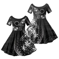 Black Kuki Airani Tapakau Family Matching Off The Shoulder Long Sleeve Dress and Hawaiian Shirt Tribal Anchor Mix Tiare LT7 Daughter's Dress Black - Polynesian Pride