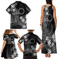 Black Kuki Airani Tapakau Family Matching Tank Maxi Dress and Hawaiian Shirt Tribal Anchor Mix Tiare