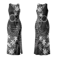 Black Kuki Airani Tapakau Family Matching Tank Maxi Dress and Hawaiian Shirt Tribal Anchor Mix Tiare LT7 Mom's Dress Black - Polynesian Pride