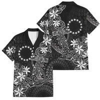 Black Kuki Airani Tapakau Family Matching Tank Maxi Dress and Hawaiian Shirt Tribal Anchor Mix Tiare LT7 Dad's Shirt - Short Sleeve Black - Polynesian Pride