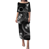 Black Kuki Airani Tapakau Puletasi Tribal Anchor Mix Tiare LT7 Long Dress Black - Polynesian Pride