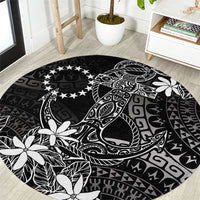 Black Kuki Airani Tapakau Round Carpet Tribal Anchor Mix Tiare