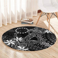 Black Kuki Airani Tapakau Round Carpet Tribal Anchor Mix Tiare