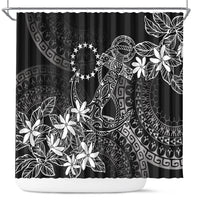 Black Kuki Airani Tapakau Shower Curtain Tribal Anchor Mix Tiare