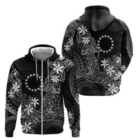 Black Kuki Airani Tapakau Zip Hoodie Tribal Anchor Mix Tiare LT7 - Polynesian Pride
