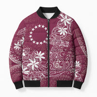 Maroon Kuki Airani Tapakau Bomber Puffer Jacket Tribal Anchor Mix Tiare LT7 Unisex Maroon - Polynesian Pride