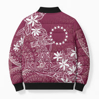 Maroon Kuki Airani Tapakau Bomber Puffer Jacket Tribal Anchor Mix Tiare LT7 - Polynesian Pride