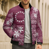 Maroon Kuki Airani Tapakau Bomber Puffer Jacket Tribal Anchor Mix Tiare LT7 - Polynesian Pride