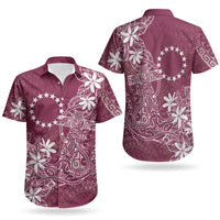 Maroon Kuki Airani Tapakau Couples Matching Off The Shoulder Long Sleeve Dress and Hawaiian Shirt Tribal Anchor Mix Tiare LT7 - Polynesian Pride