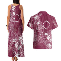 Maroon Kuki Airani Tapakau Couples Matching Tank Maxi Dress and Hawaiian Shirt Tribal Anchor Mix Tiare LT7 - Polynesian Pride
