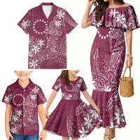 Maroon Kuki Airani Tapakau Family Matching Mermaid Dress and Hawaiian Shirt Tribal Anchor Mix Tiare LT7 - Polynesian Pride