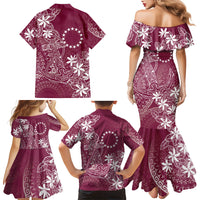 Maroon Kuki Airani Tapakau Family Matching Mermaid Dress and Hawaiian Shirt Tribal Anchor Mix Tiare