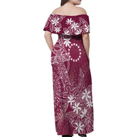 Maroon Kuki Airani Tapakau Family Matching Off Shoulder Maxi Dress and Hawaiian Shirt Tribal Anchor Mix Tiare