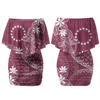 Maroon Kuki Airani Tapakau Family Matching Off Shoulder Short Dress and Hawaiian Shirt Tribal Anchor Mix Tiare LT7 Mom's Dress Maroon - Polynesian Pride