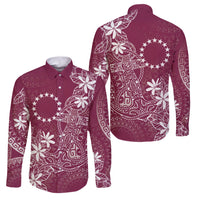 Maroon Kuki Airani Tapakau Family Matching Off Shoulder Short Dress and Hawaiian Shirt Tribal Anchor Mix Tiare LT7 Dad's Shirt - Long Sleeve Maroon - Polynesian Pride